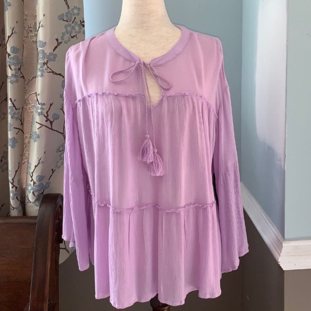 A.N.A. Flowy Top NWT Pullover with Tasseled Ties